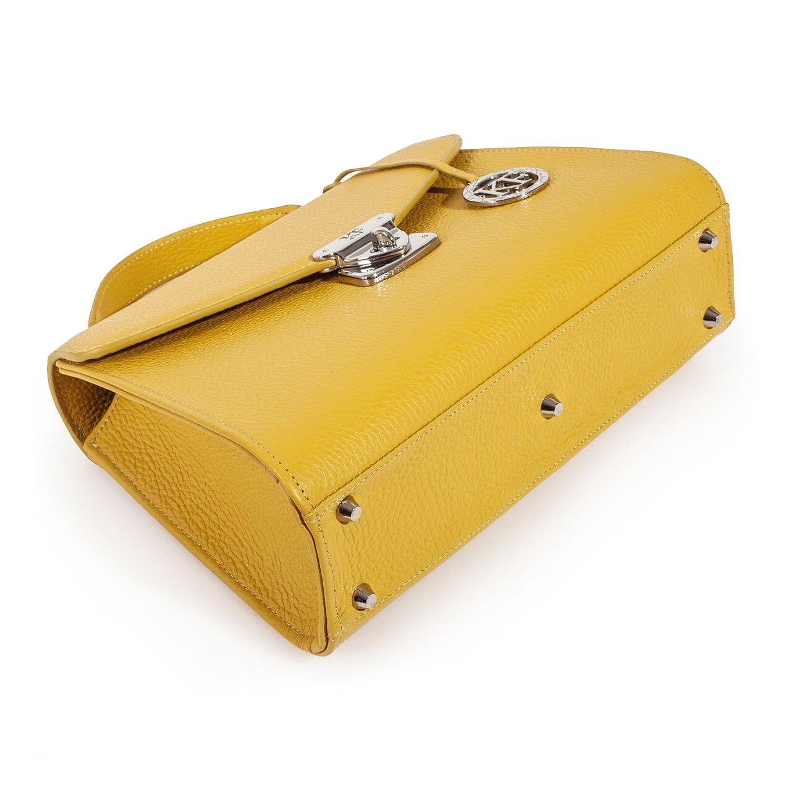 Leather Top Handle Bag Yellow Leather Handbag Top Handle Etsy