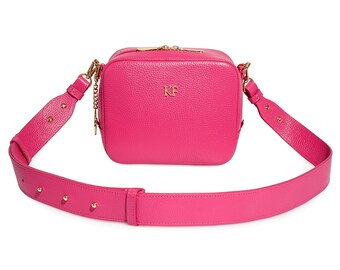Pink Leather Cross Body Bag