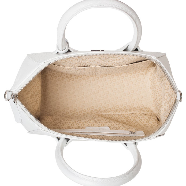 Leather Top Handle Bag White Leather Handbag Top Handle Etsy