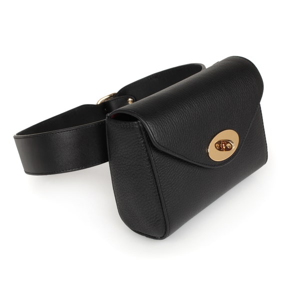 Leather women's belt bag Black Leather belt Bag Etsy