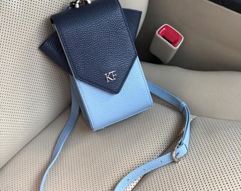 Leather Cross body Bag, Blue Leather Shoulder Bag, Women's Leather Crossbody Bag, Leather bag KF-3667