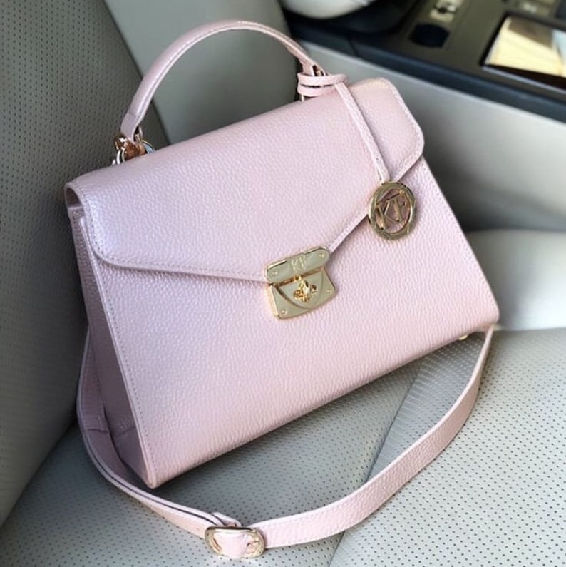 Leather Top Handle Bag Beige Pearl Leather Handbag Top Etsy