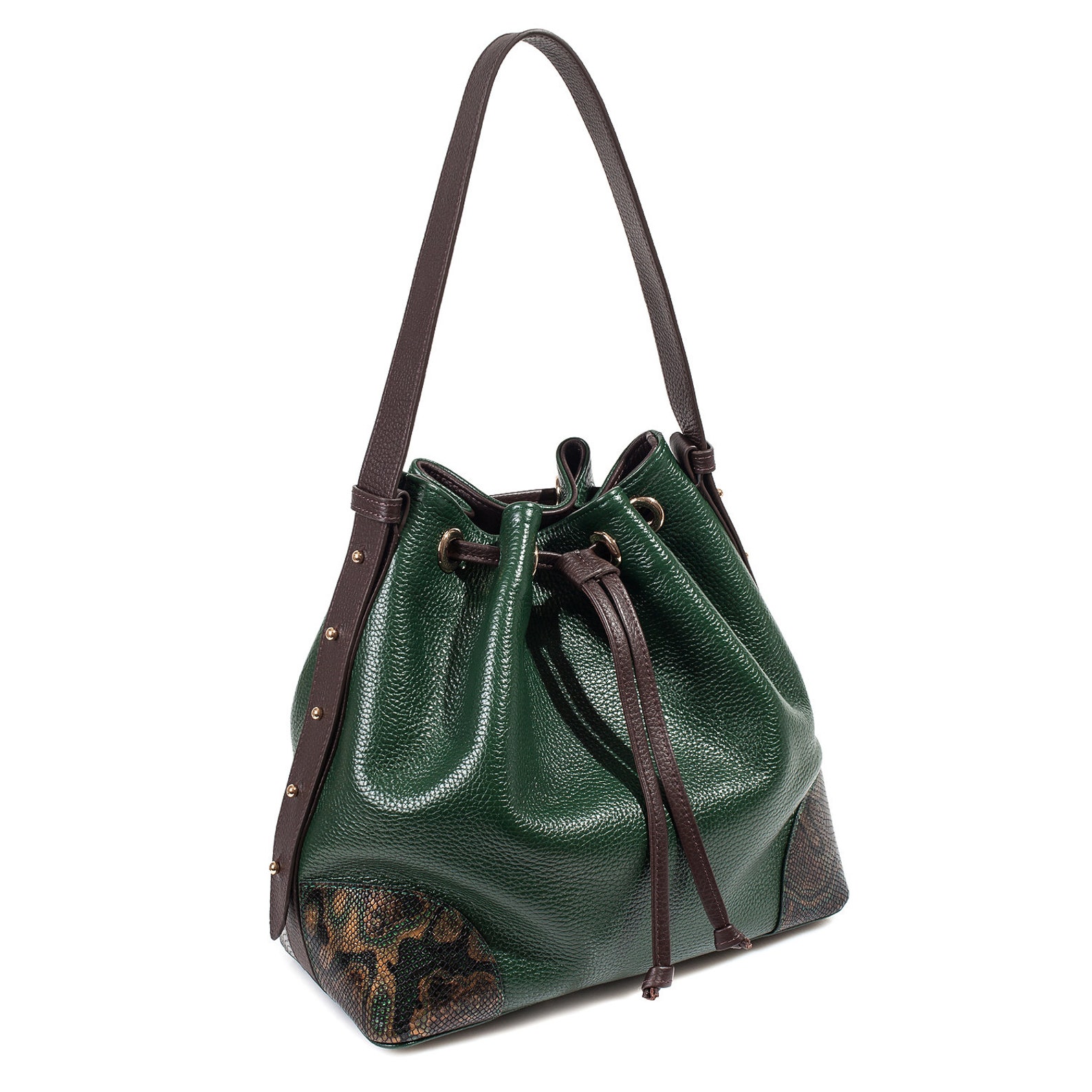 Leather Cross body Bag Dark Green Leather Shoulder Bag Etsy
