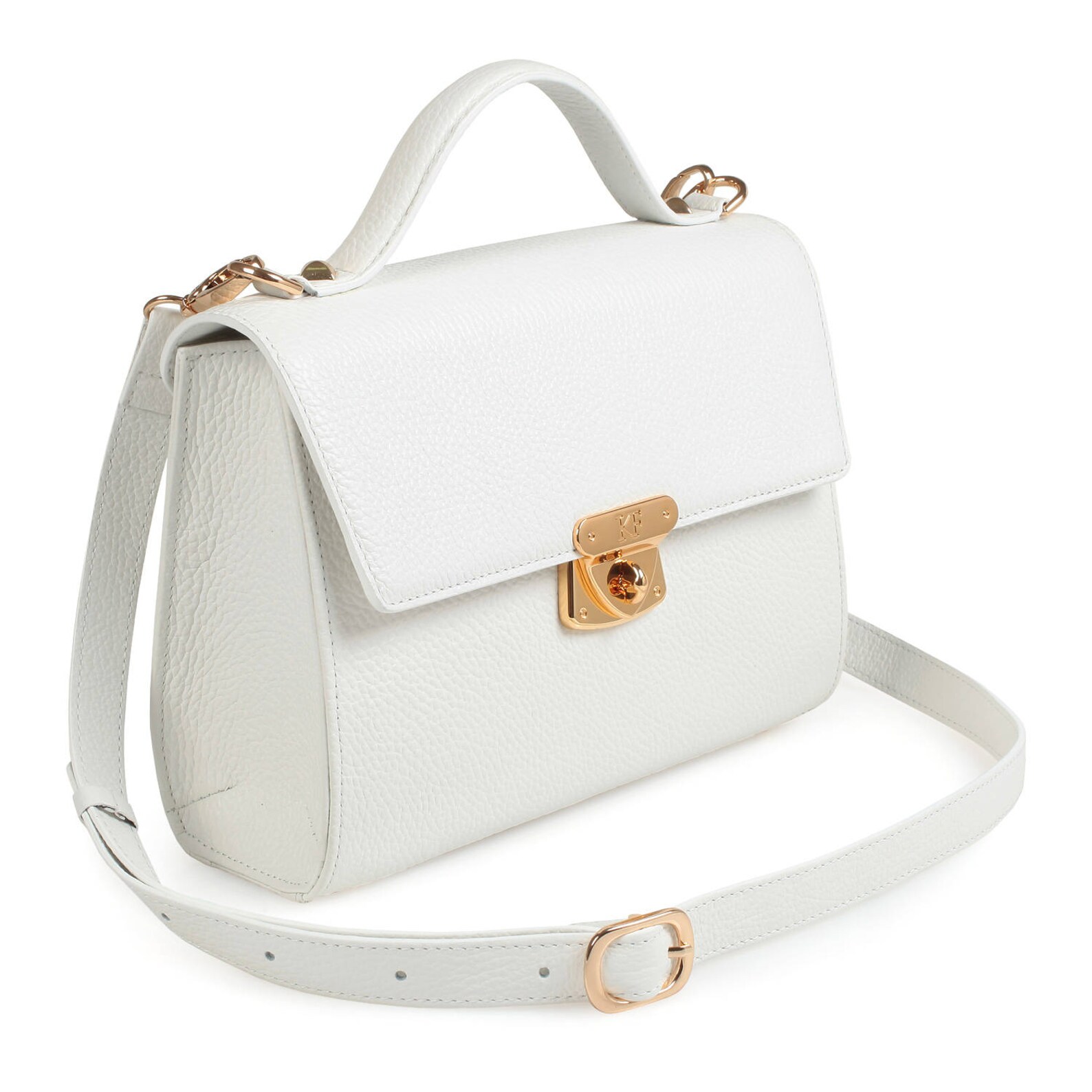 Leather Top Handle Bag White Leather Handbag Top Handle Etsy