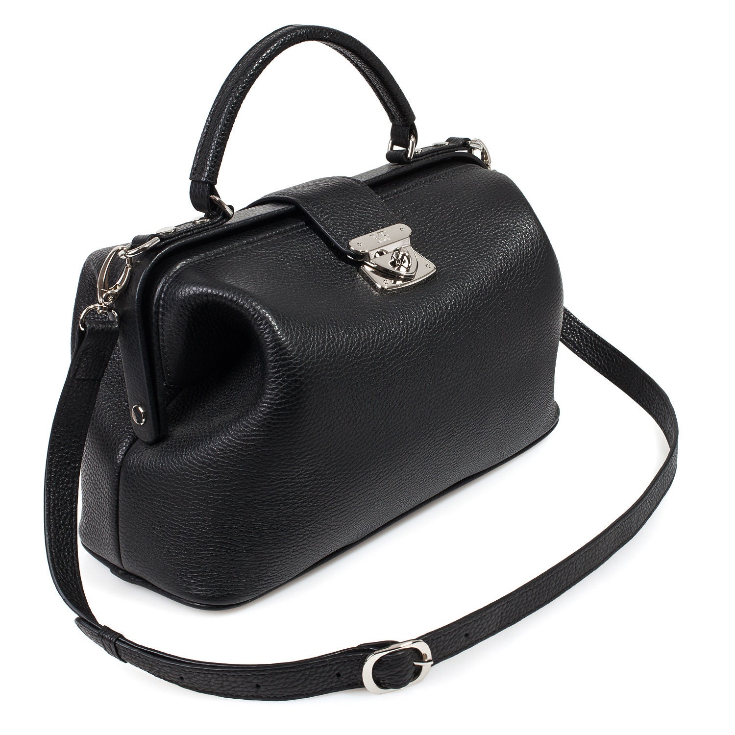 Leather doctor bag for women Black Leather Handbag Top Etsy