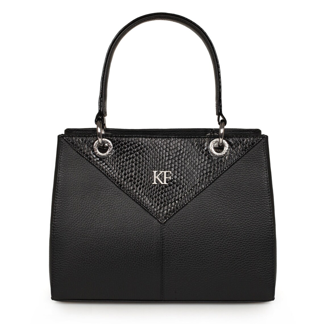 Leather Top Handle Bag Black Leather Handbag Top Handle Etsy