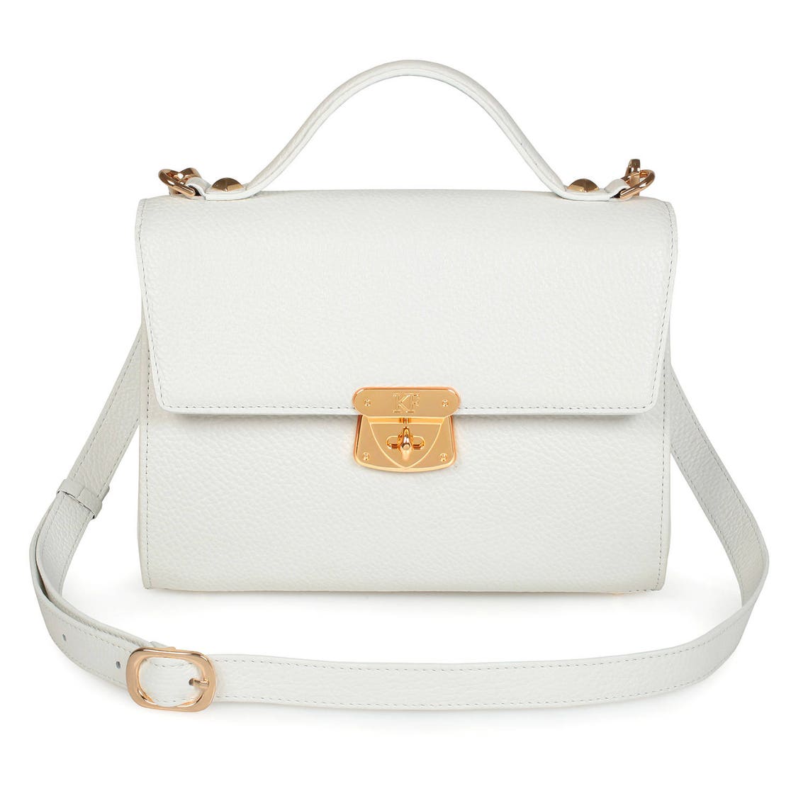 Leather Top Handle Bag White Leather Handbag Top Handle Etsy