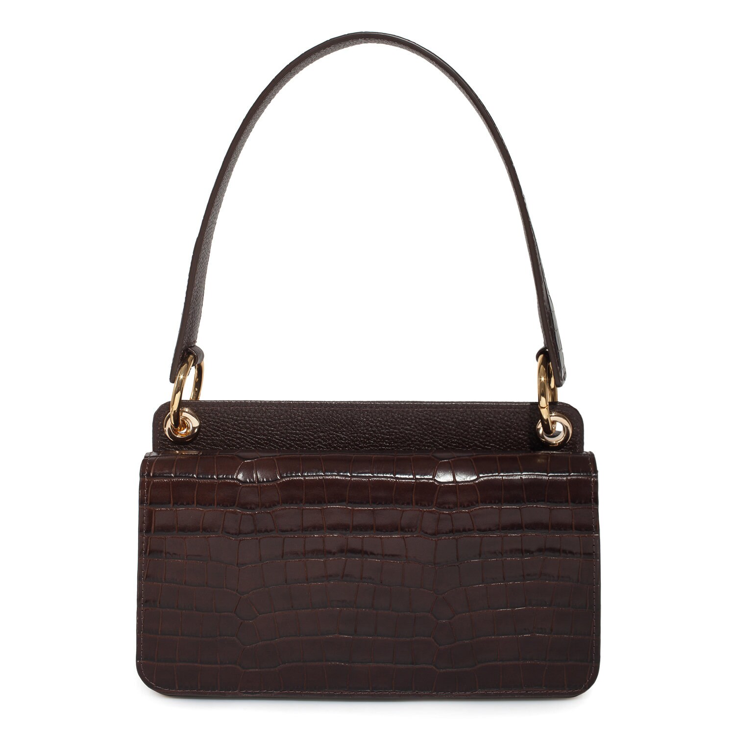 Leather Baguette Bag Dark Brown Leather Crocodile Print | Etsy