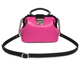 Pink Leather Doctor Bag: Small Crossbody Purse