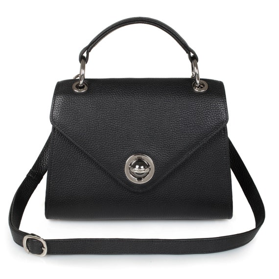 Leather Top Handle Bag Black Leather Handbag Top Handle | Etsy