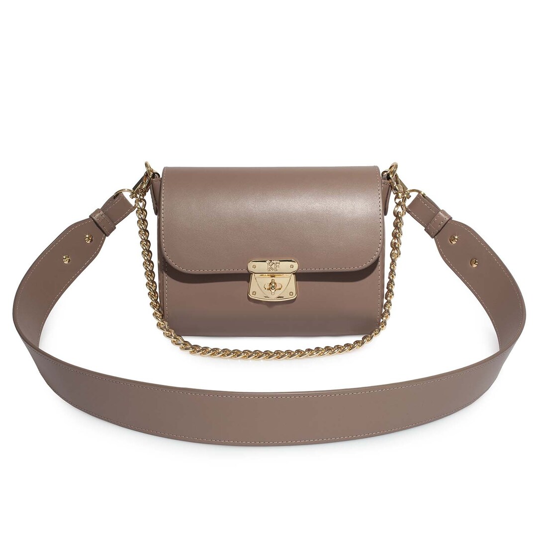 Leather Cross Body Bag, Taupe Leather Shoulder Bag, Women's Leather
