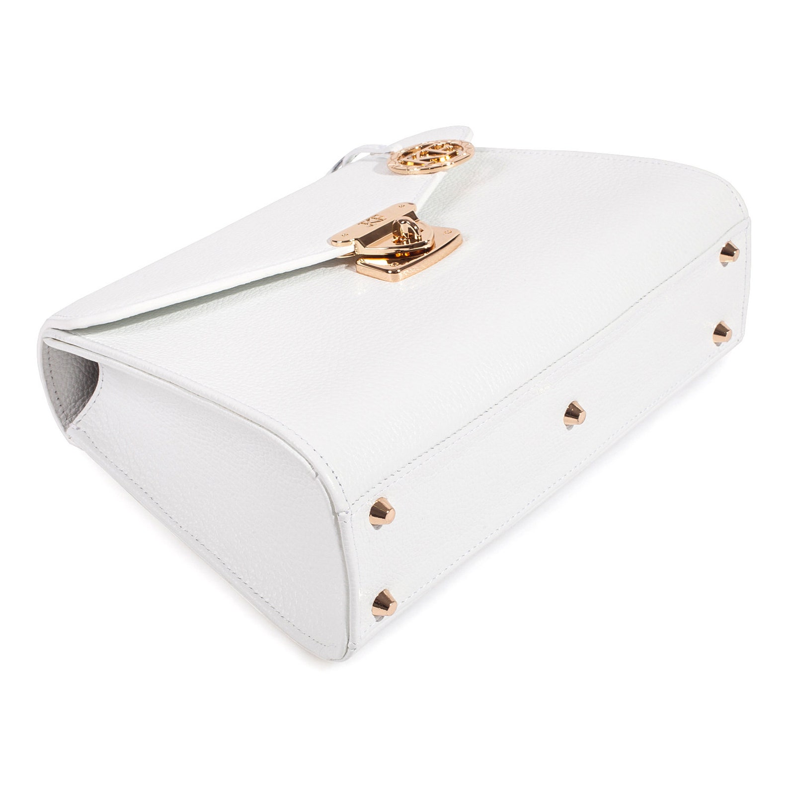 Leather Top Handle Bag White Leather Handbag Top Handle Etsy