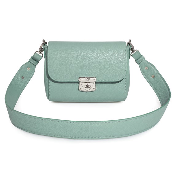 Leather Cross Body Bag Mint Leather Shoulder Bag Women's Etsy