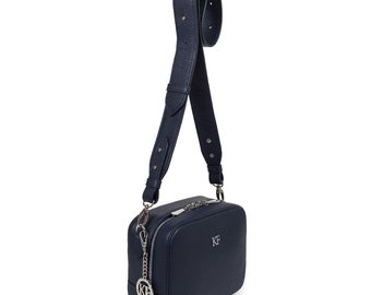 Leather Cross body Bag, Blue Leather Shoulder Bag, Women's Leather Crossbody Bag, Leather bag KF-3097