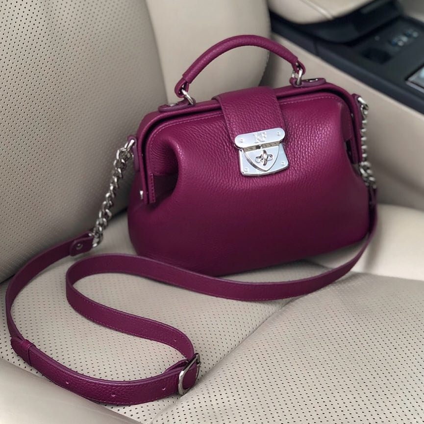 Leather doctor bag for women Violet Leather Shoulder Bag | Etsy
