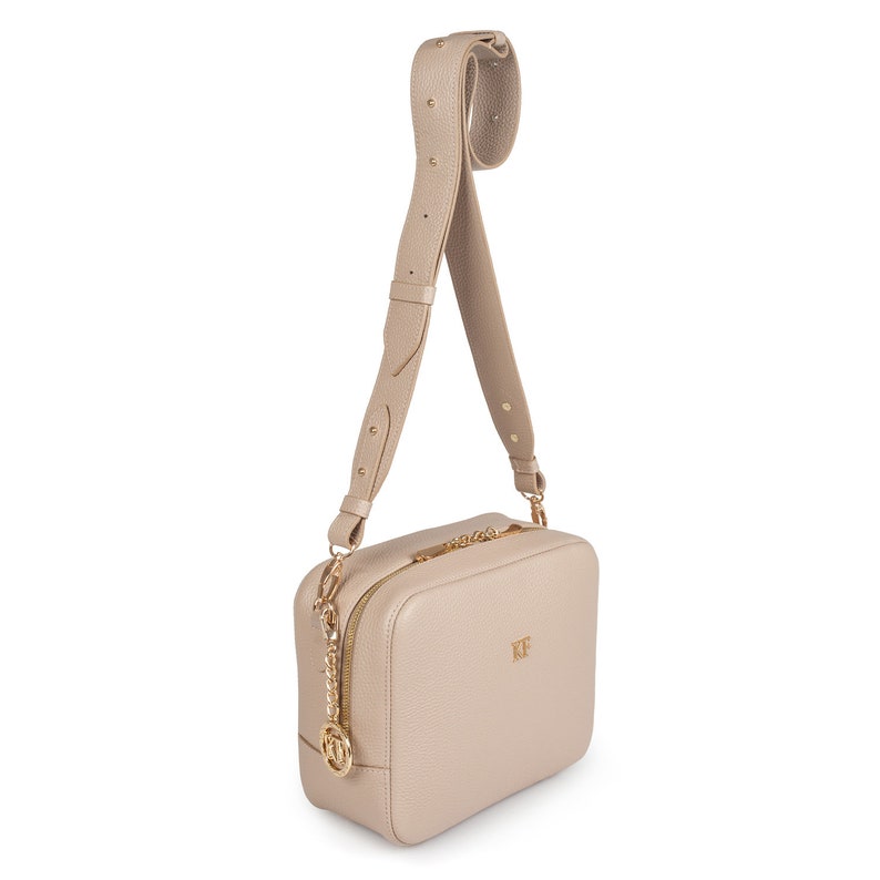 Leather Cross Body Bag Beige Leather Shoulder Bag Etsy