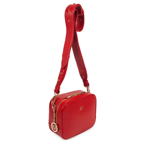 Leather Cross body Bag Red Leather Shoulder Bag Women's Etsy