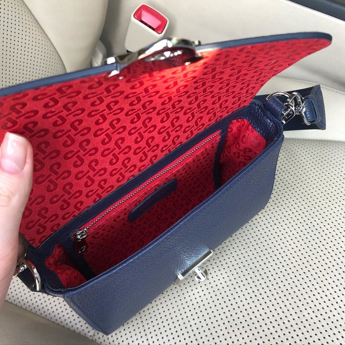 Leather Crossbody Bag Blue Leather Shoulder Bag Women's Etsy