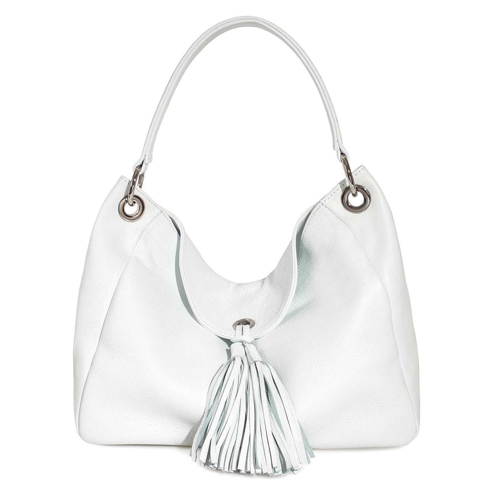 Leather Hobo Bag White Leather Hobo Bag Women's Leather Etsy