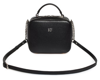 Leather Cross body Bag, Black Leather Shoulder Bag, Women's Leather Crossbody Bag, Leather bag KF-1246