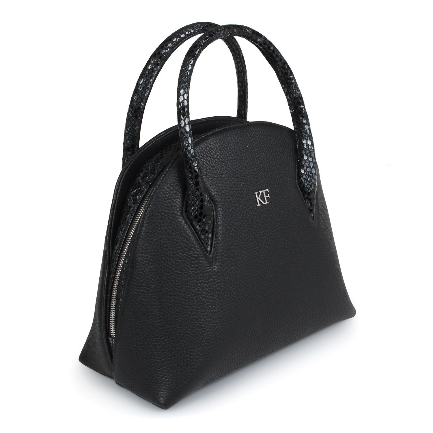 Leather Top Handle Bag Black Leather Handbag Top Handle Etsy