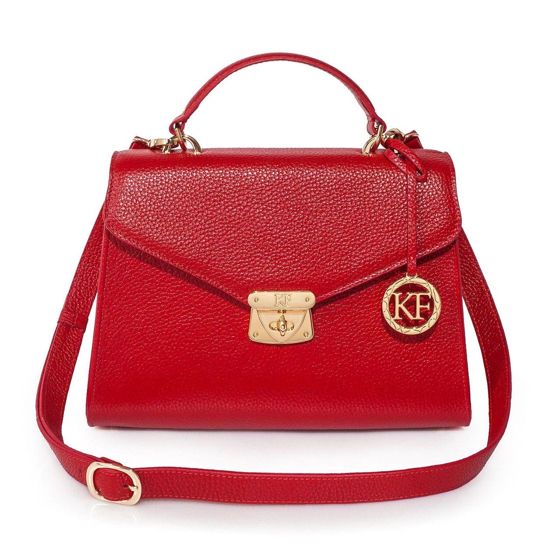 Leather Top Handle Bag Red Leather Handbag Top Handle Etsy