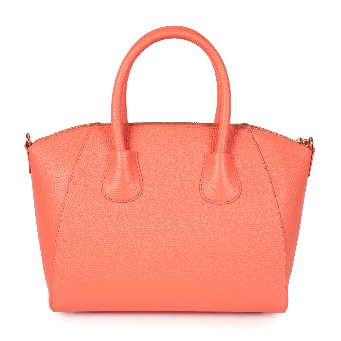 Leather Top Handle Bag Coral Leather Handbag Top Handle Etsy