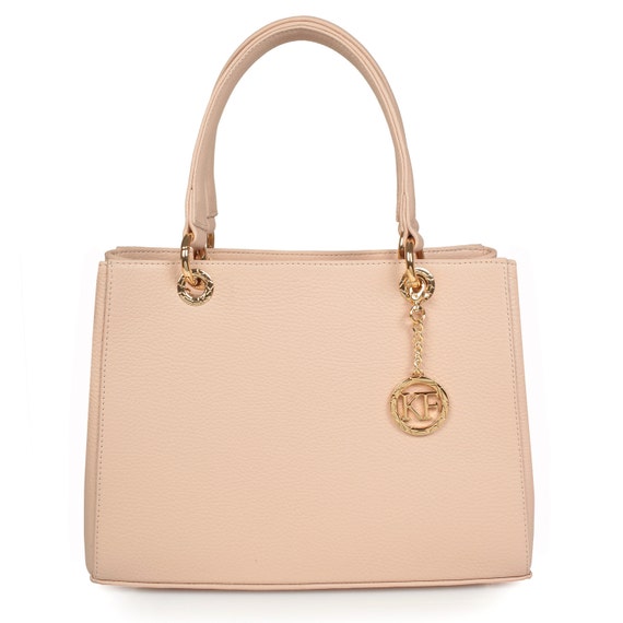 Leather Top Handle Bag Beige Leather Handbag Top Handle Etsy