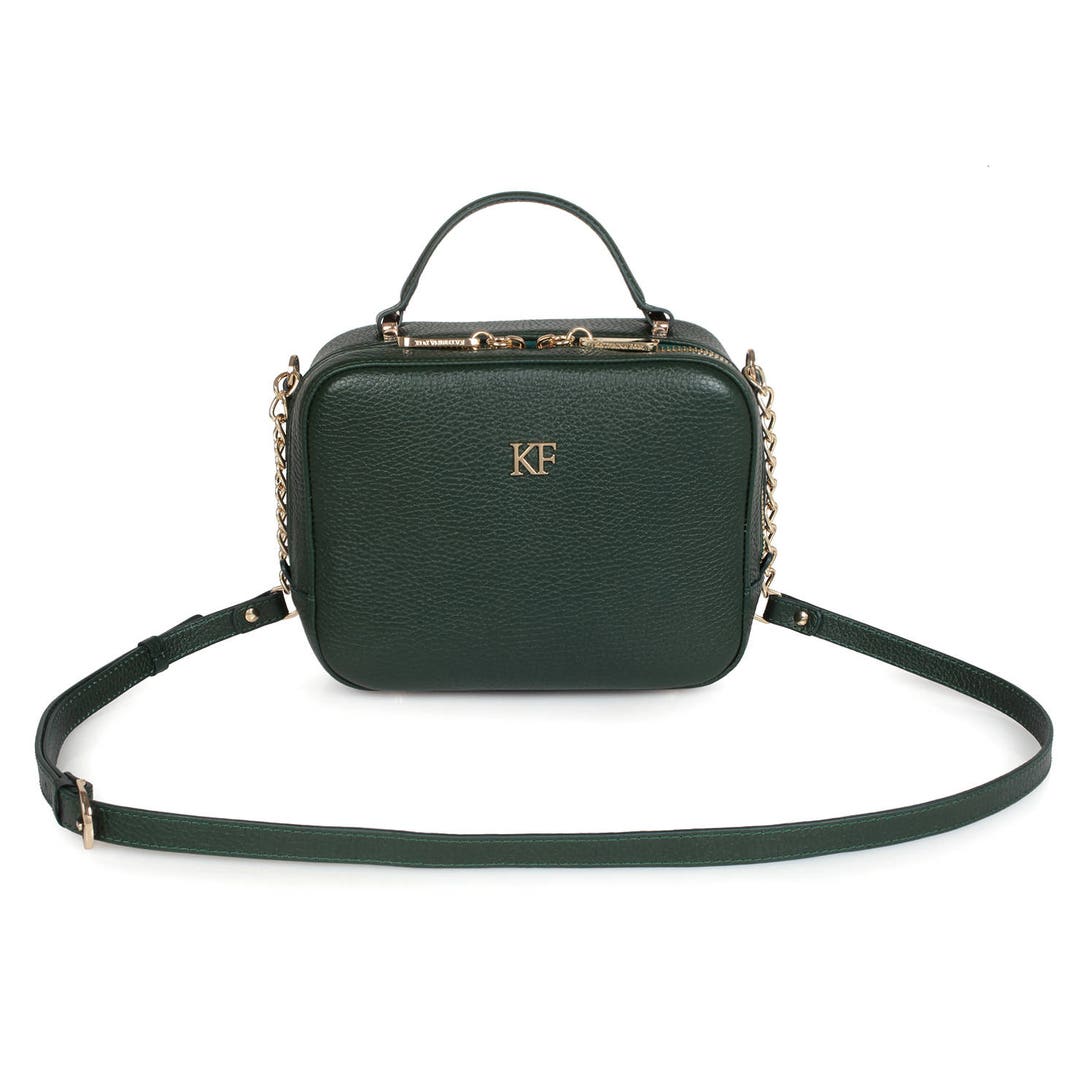 Leather Crossbody Bag, Dark Green Leather Shoulder Bag, Women's Leather