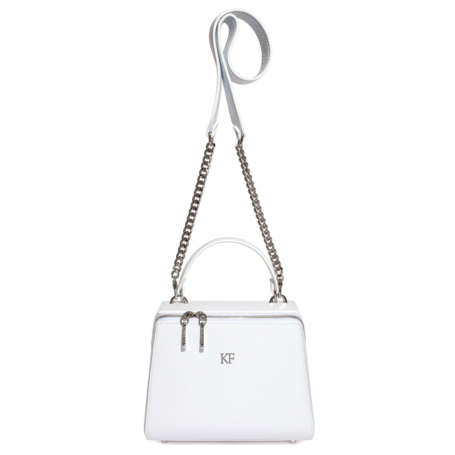 Leather Top Handle Bag White Leather Handbag Top Handle Etsy