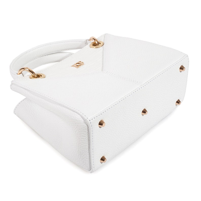 Leather Top Handle Bag White Leather Handbag Top Handle Etsy