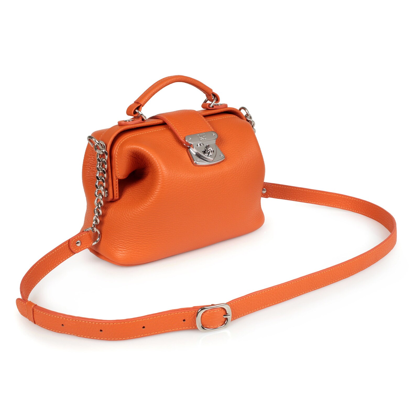 Leather Doctor Bag for Women Orange Leather Shoulder Bag Etsy