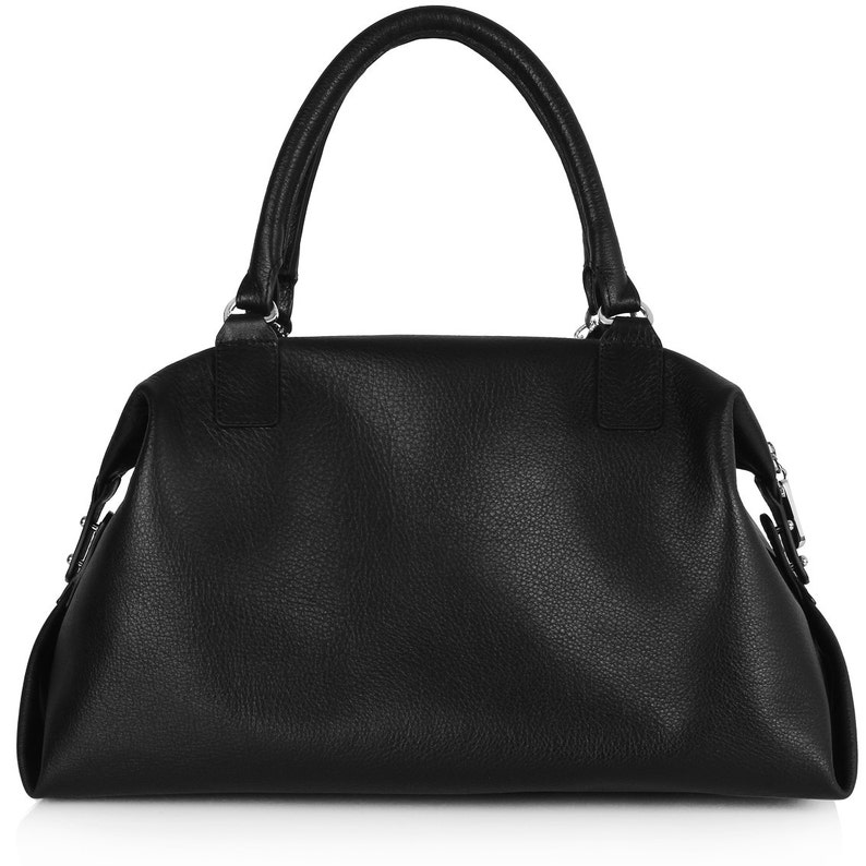 Leather Top Handle Bag Black Leather Handbag Top Handle Etsy