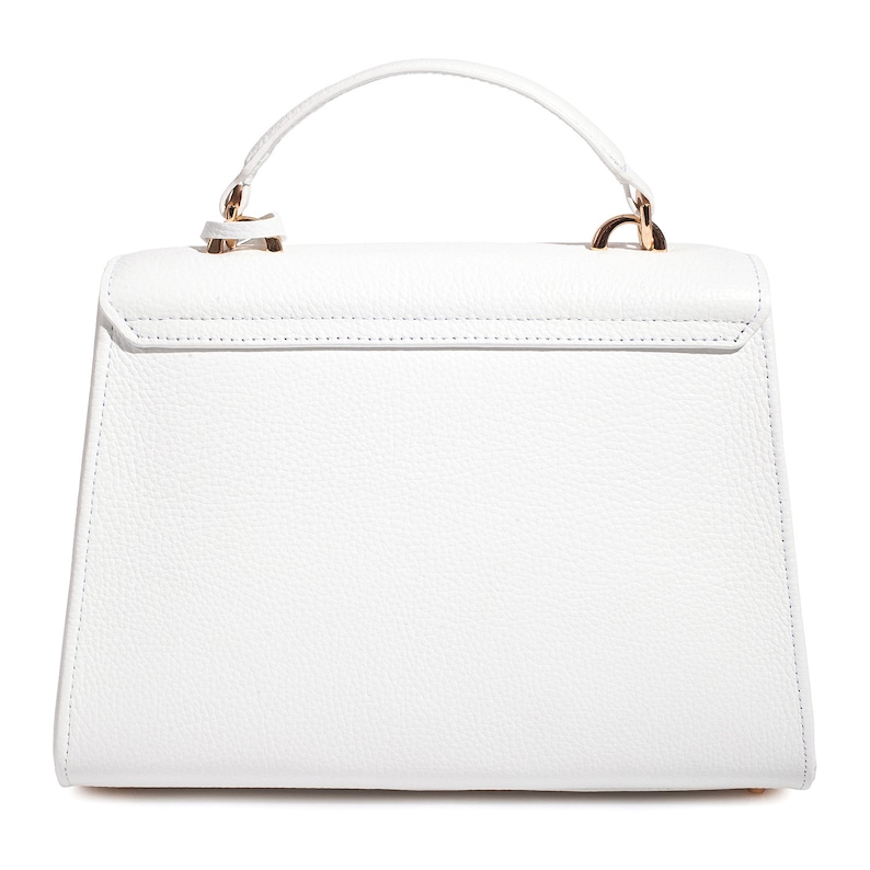 Leather Top Handle Bag White Leather Handbag Top Handle Etsy