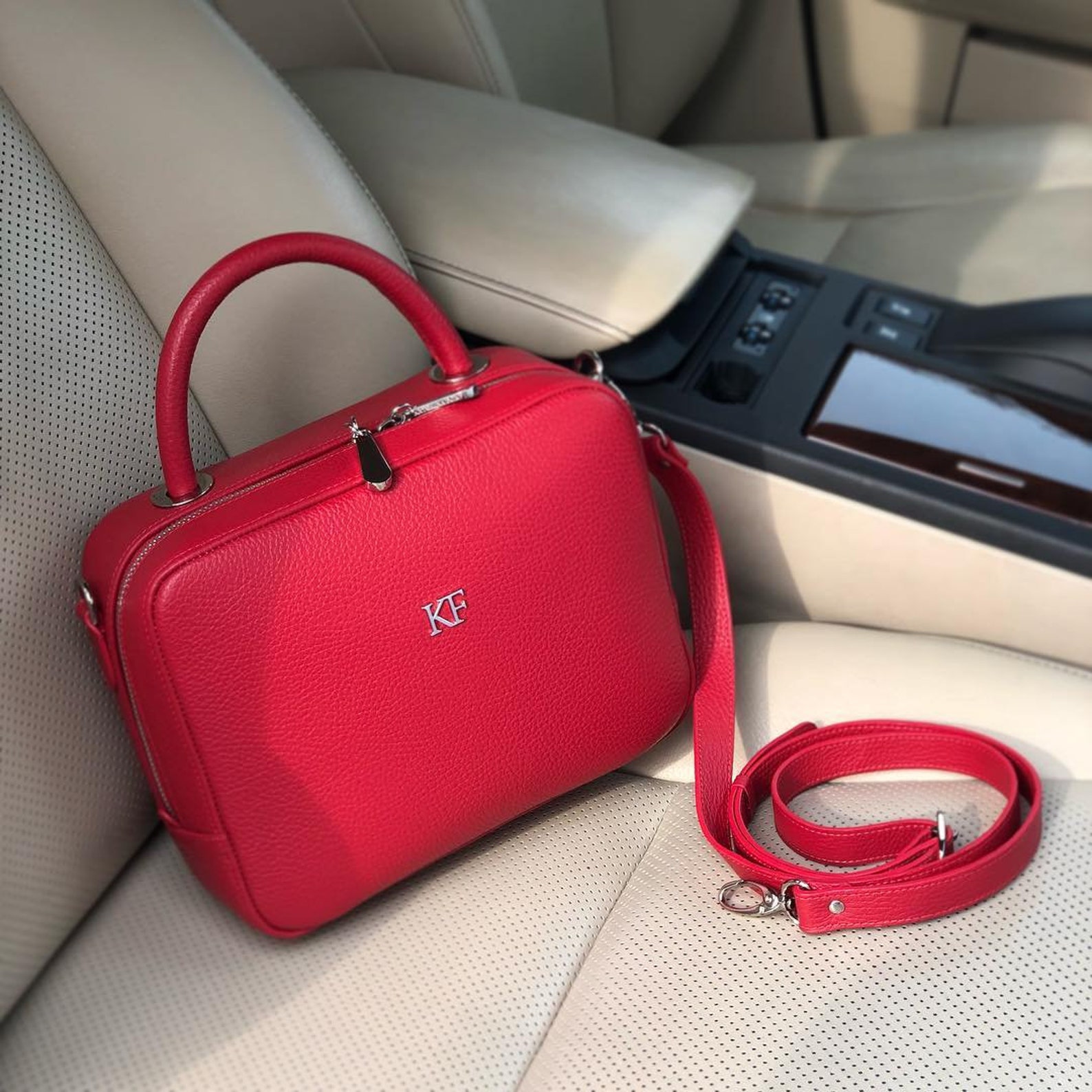 TOP-HANDLE 18 BAG IN RED CALFSKIN main image 0