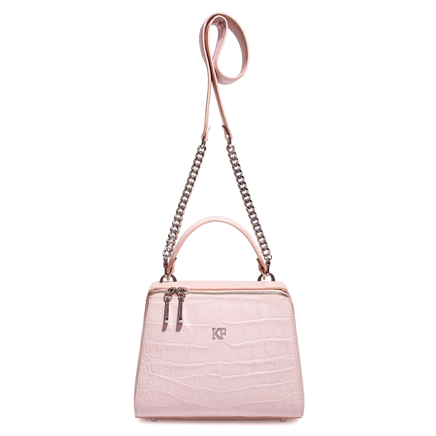 Leather Top Handle Bag Light Pink Leather Handbag Top Handle Etsy