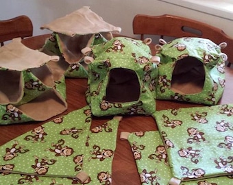 Large hammock set for rats , ferrets , sugar gliders , degus - 8 piece set - Custom order