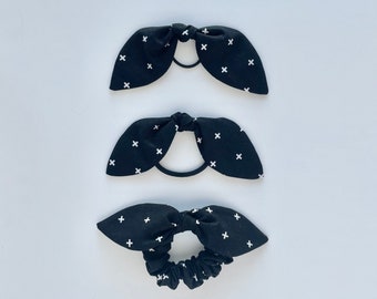 Croix Noir - Black Bunny Ear Bows and Scrunchies