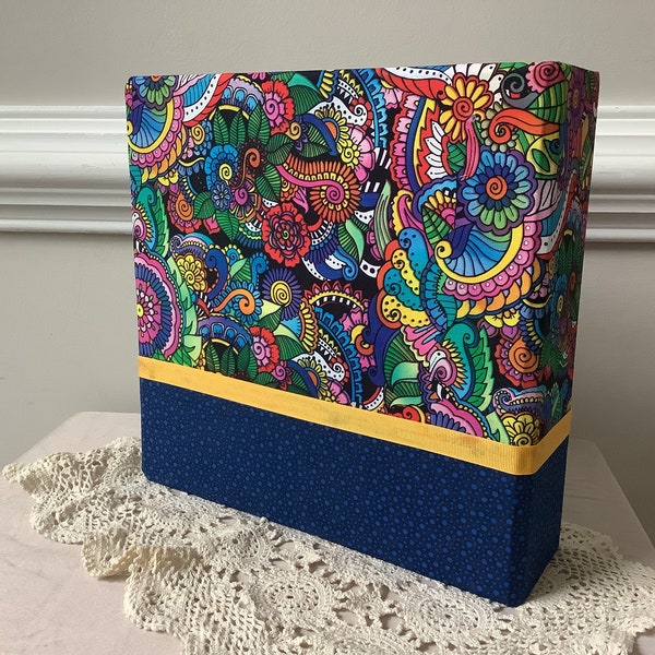 3rings standard binder covered with beautiful fabrics.  cartonnage