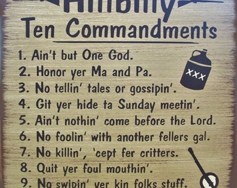 Hillibilly 10 Commandments Primitive Rustic Country Canvas Sign Home Decor