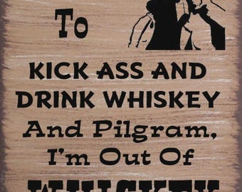 I'm Here To Kick Ass John Wayne Western Rustic Distressed Country Canvas Sign Home Decor