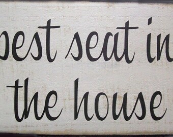 Best Seat In The House Bathroom Farmhouse Shabby Chic Rustic Distressed Country Canvas Sign Home Decor