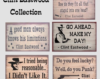 Clint Eastwood Western Collection You Pick Primitive Rustic Distressed Country Canvas Sign Home Decor
