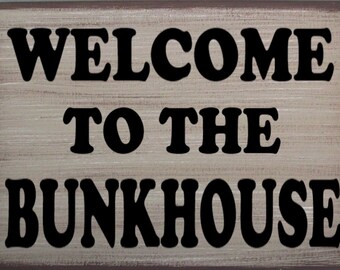 Welcome To The Bunkhouse Western Primitive Rustic Distressed Country Canvas Sign Home Decor
