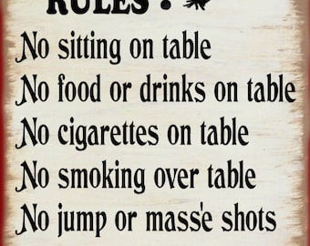 Pool Table Rules Bartender Billiards Pool Bar Pub Canvas Sign Home Decor
