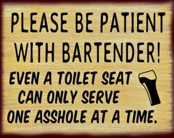Please Be Patient With Bartender Billiards Pool Bar Pub Canvas Sign Home Decor
