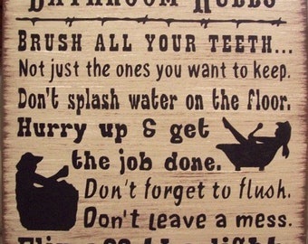 Western Bath Rules Primitive Rustic Country Canvas Sign Home Decor