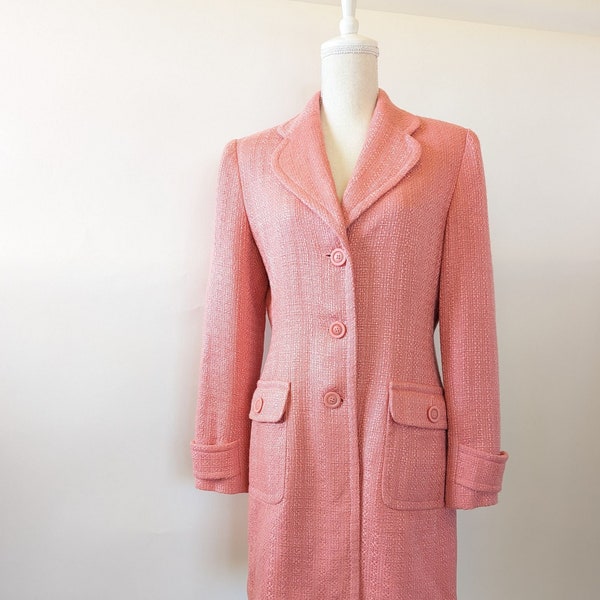 60's Retro Style Coral Pink,  Modern Barbie Boucle Dress Coat Size 6