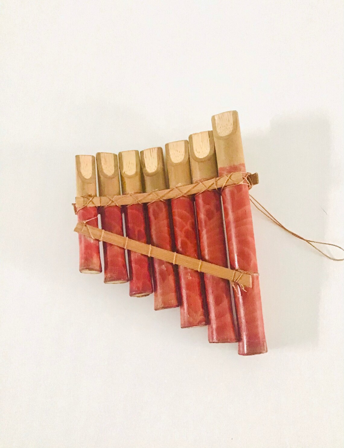 Pan flute seven homemade bamboo wind tubes. Etsy