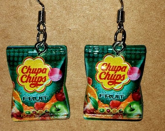 Chupa Chups Candy Earrings, Drop Earring Sterling Silver Hooks Wires French Wire Hooks Hypo-allergenic.